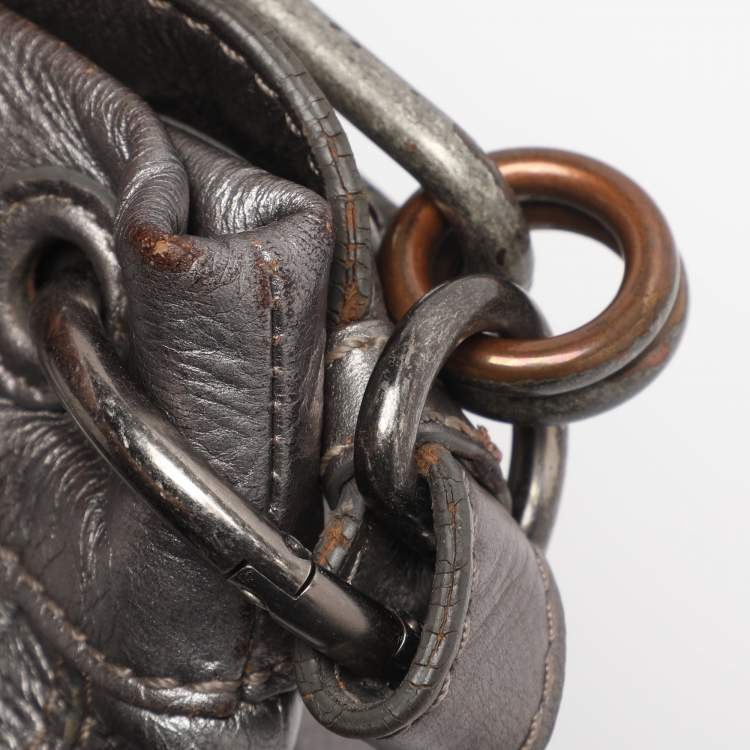 Pre Owned Givenchy Silver Monogram Leather Hobo