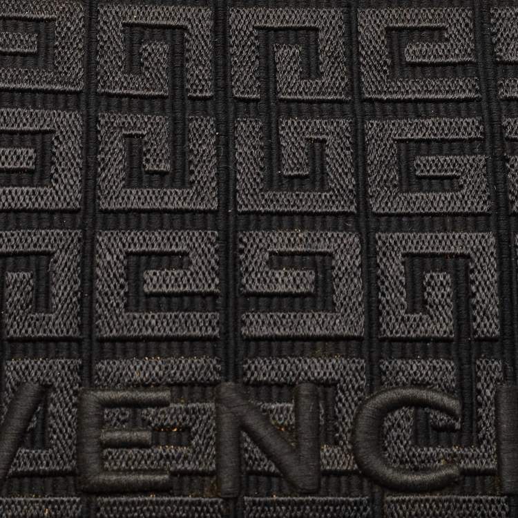 Pre Owned Givenchy Black 4G Embroidered Canvas Wristlet Pouch