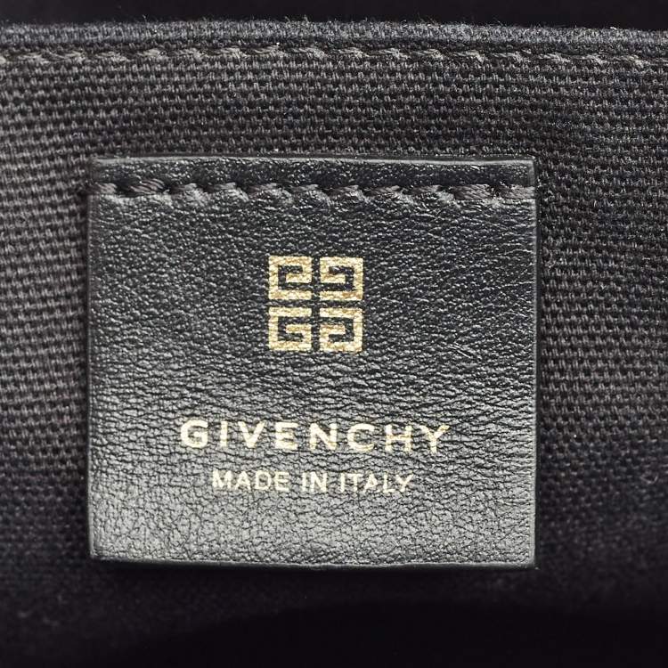 Pre Owned Givenchy Black 4G Embroidered Canvas Wristlet Pouch