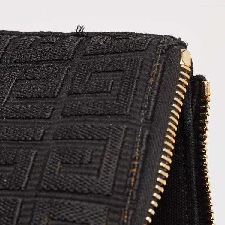 Pre Owned Givenchy Black 4G Embroidered Canvas Wristlet Pouch