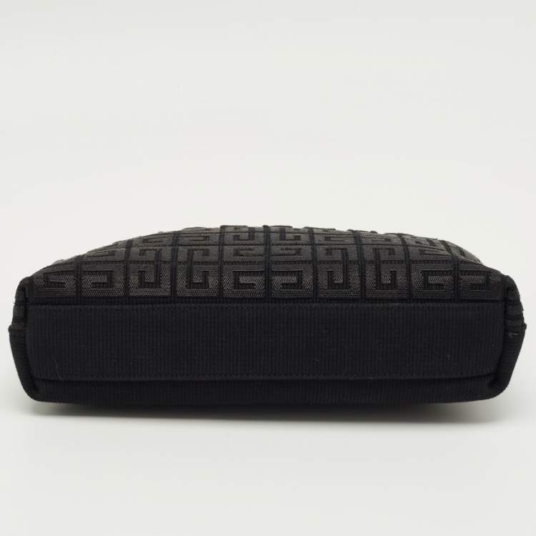 Pre Owned Givenchy Black 4G Embroidered Canvas Wristlet Pouch