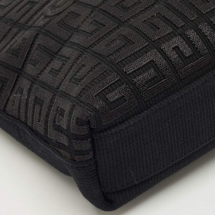 Pre Owned Givenchy Black 4G Embroidered Canvas Wristlet Pouch