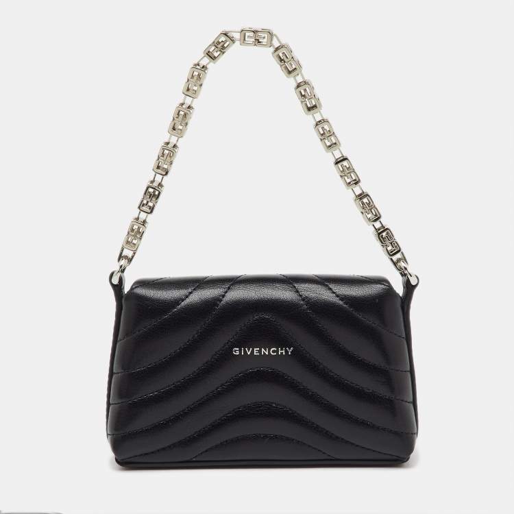 Pre Owned Givenchy Black Quilted Leather 4G Liquid Micro Shoulder Bag