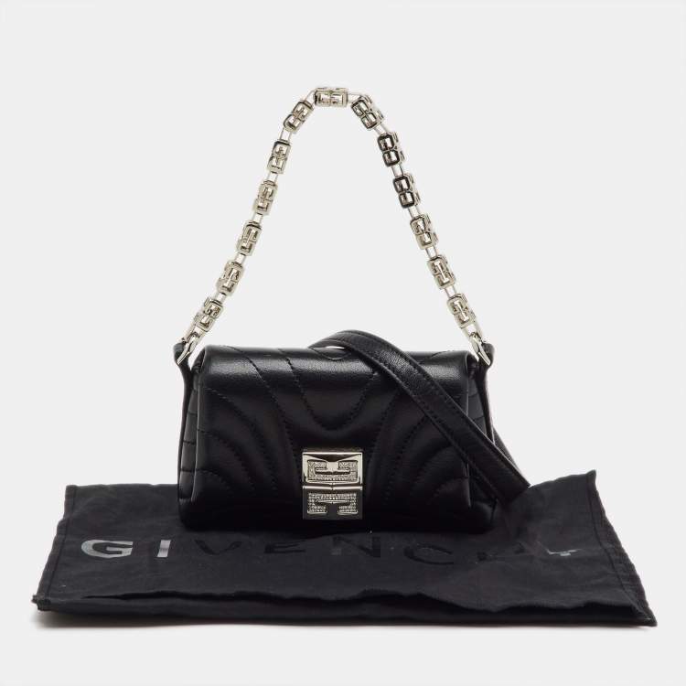 Pre Owned Givenchy Black Quilted Leather 4G Liquid Micro Shoulder Bag