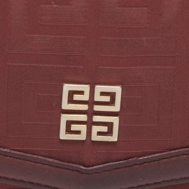 مملوكة مسبقًا محفظة كونتينينتال جيفنشي جلد ونايلون مونوغرامي بورجوندي