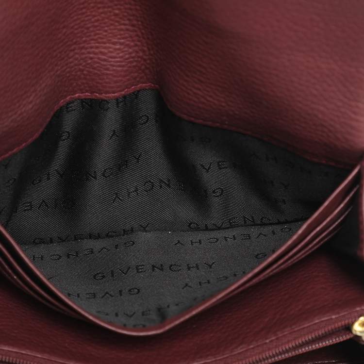 مملوكة مسبقًا محفظة كونتينينتال جيفنشي جلد ونايلون مونوغرامي بورجوندي