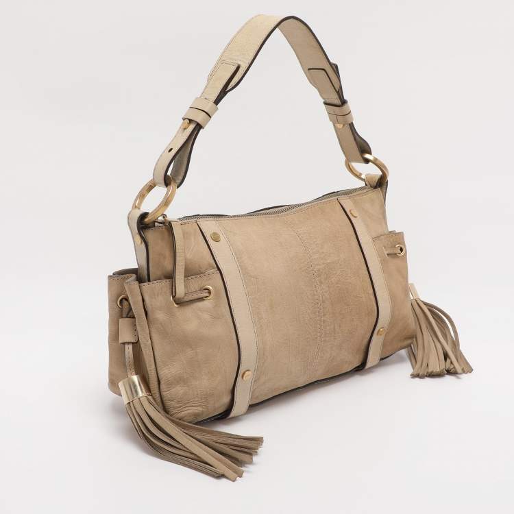 مملوكة مسبقًا Givenchy Beige Leather Tassel Shoulder Bag