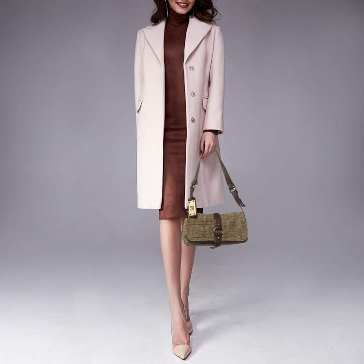 Pre Owned Givenchy Green/Brown Signature Canvas and Leather Flap Shoulder Bag