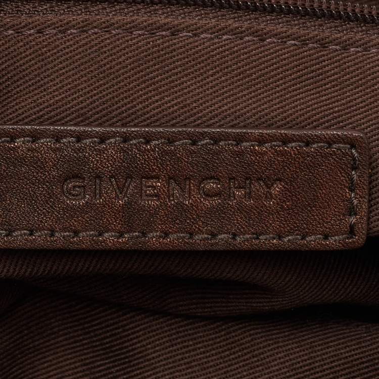 Pre Owned Givenchy Green/Brown Signature Canvas and Leather Flap Shoulder Bag