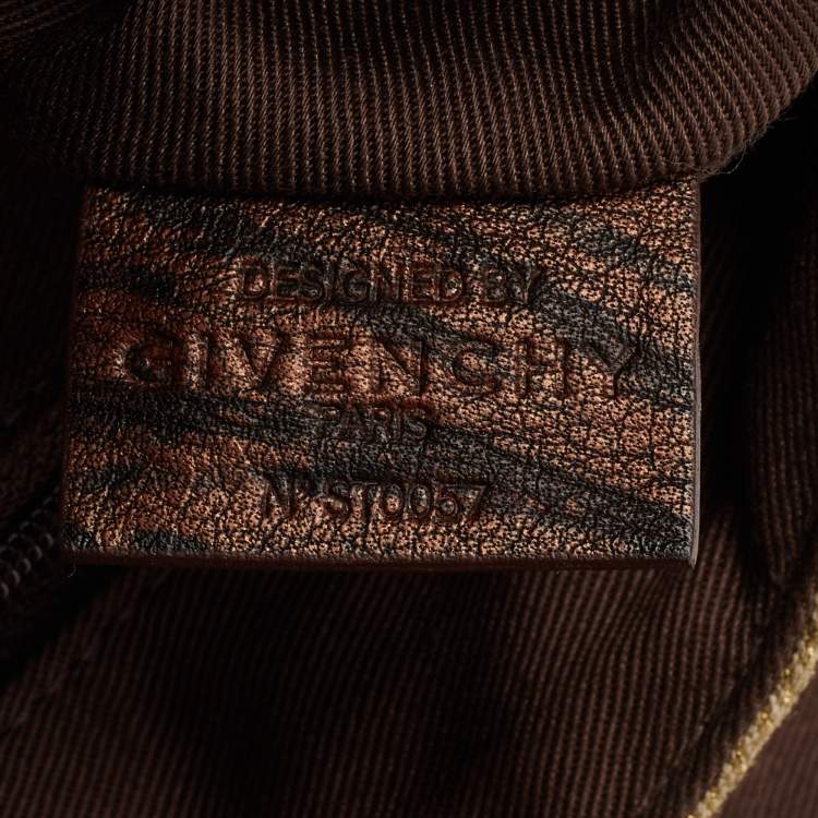 Pre Owned Givenchy Green/Brown Signature Canvas and Leather Flap Shoulder Bag