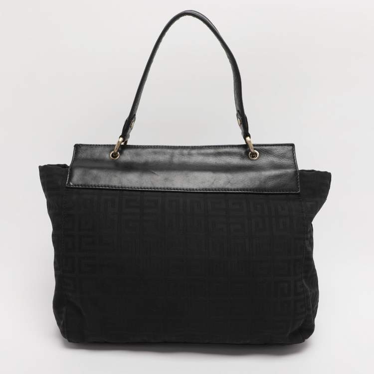 Pre Owned Givenchy Black Monogram Canvas and Leather Top Handle Bag