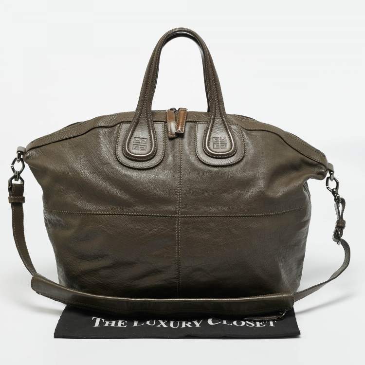 Pre Owned Givenchy Olive Green Leather Large Nightingale Satchel
