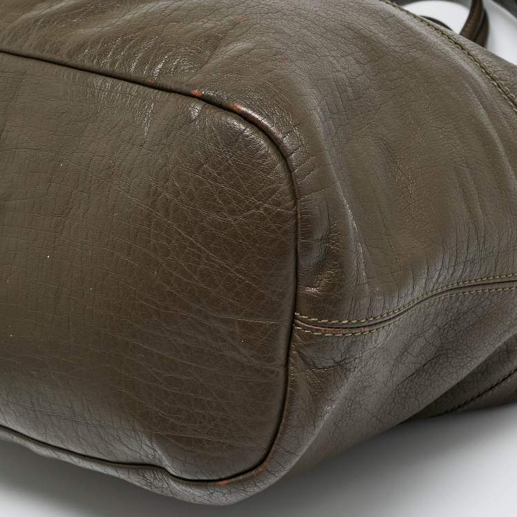 Pre Owned Givenchy Olive Green Leather Large Nightingale Satchel