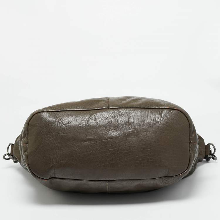 Pre Owned Givenchy Olive Green Leather Large Nightingale Satchel