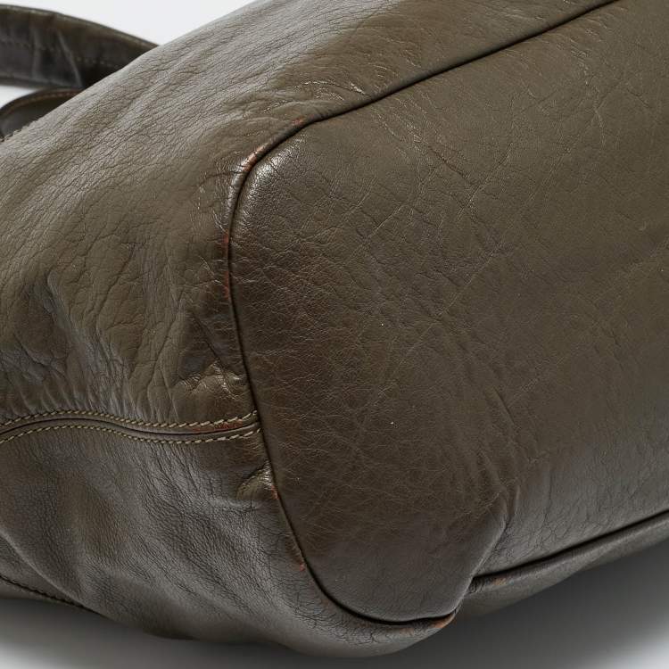 Pre Owned Givenchy Olive Green Leather Large Nightingale Satchel