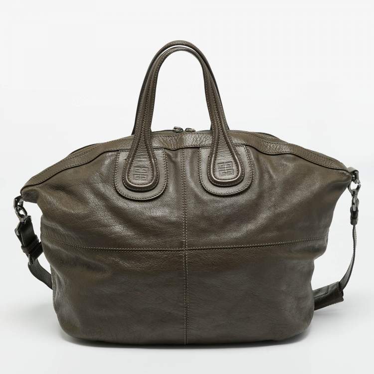 Pre Owned Givenchy Olive Green Leather Large Nightingale Satchel