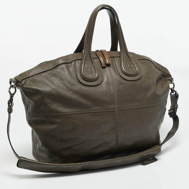 Pre Owned Givenchy Olive Green Leather Large Nightingale Satchel