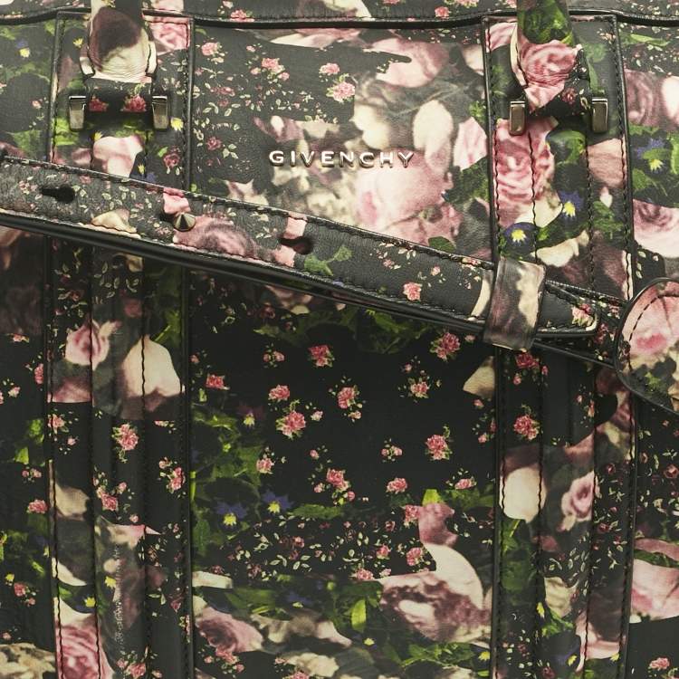 Pre Owned Givenchy Multicolor Coated Canvas and Leather Floral Lucrezia Boston Bag