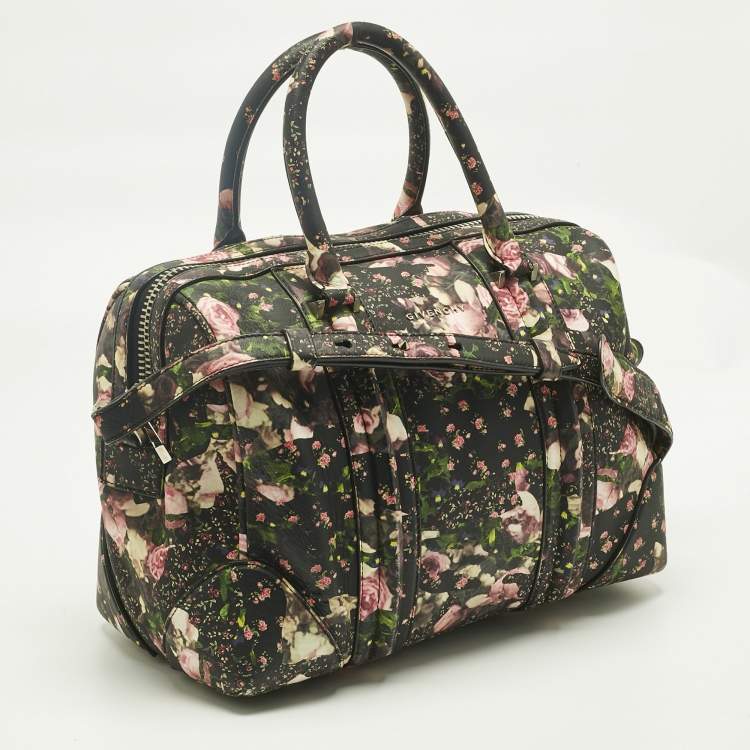 Pre Owned Givenchy Multicolor Coated Canvas and Leather Floral Lucrezia Boston Bag