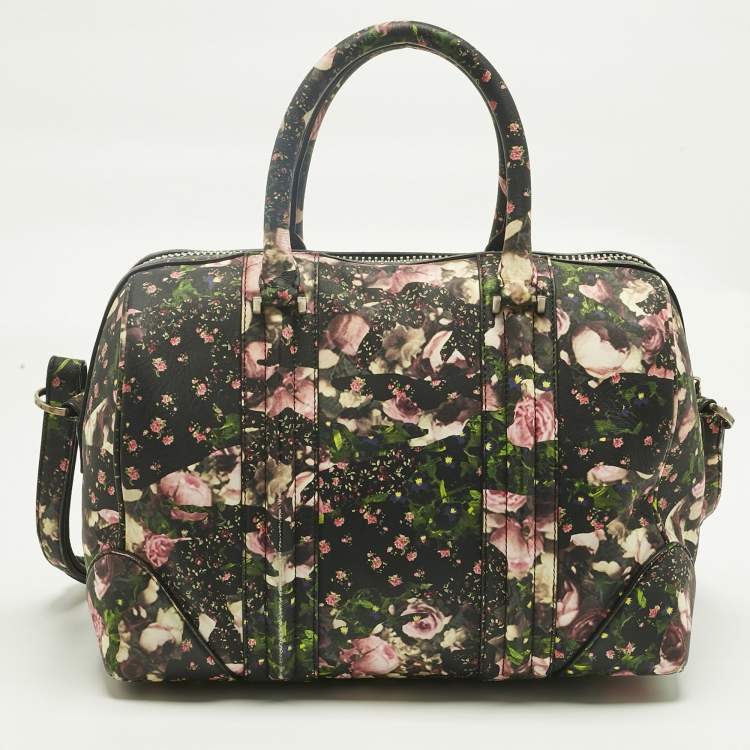 Pre Owned Givenchy Multicolor Coated Canvas and Leather Floral Lucrezia Boston Bag