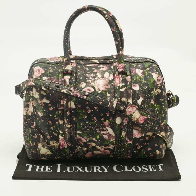 Pre Owned Givenchy Multicolor Coated Canvas and Leather Floral Lucrezia Boston Bag
