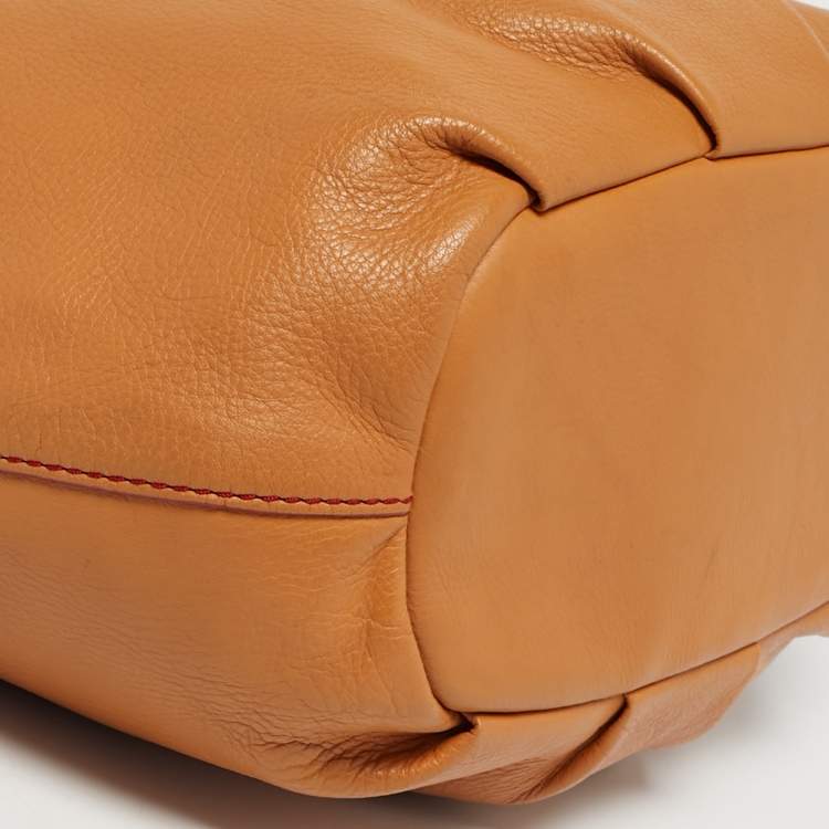 Pre Owned Givenchy Tan Leather Greca Logo Hobo