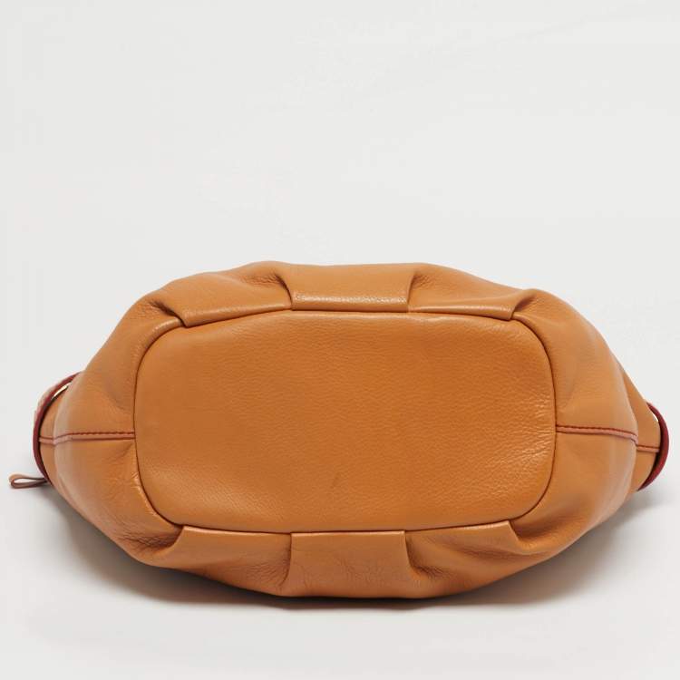 Pre Owned Givenchy Tan Leather Greca Logo Hobo