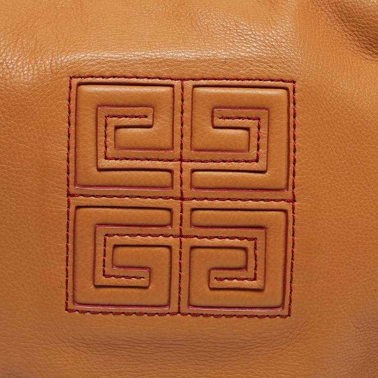 Pre Owned Givenchy Tan Leather Greca Logo Hobo