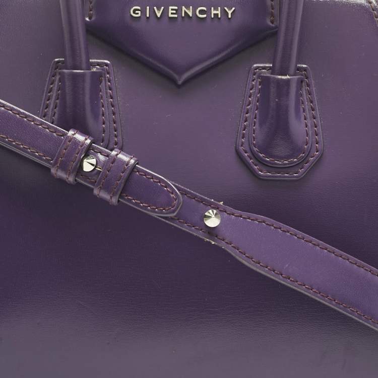 Pre Owned Givenchy Purple Leather Mini Antigona Satchel
