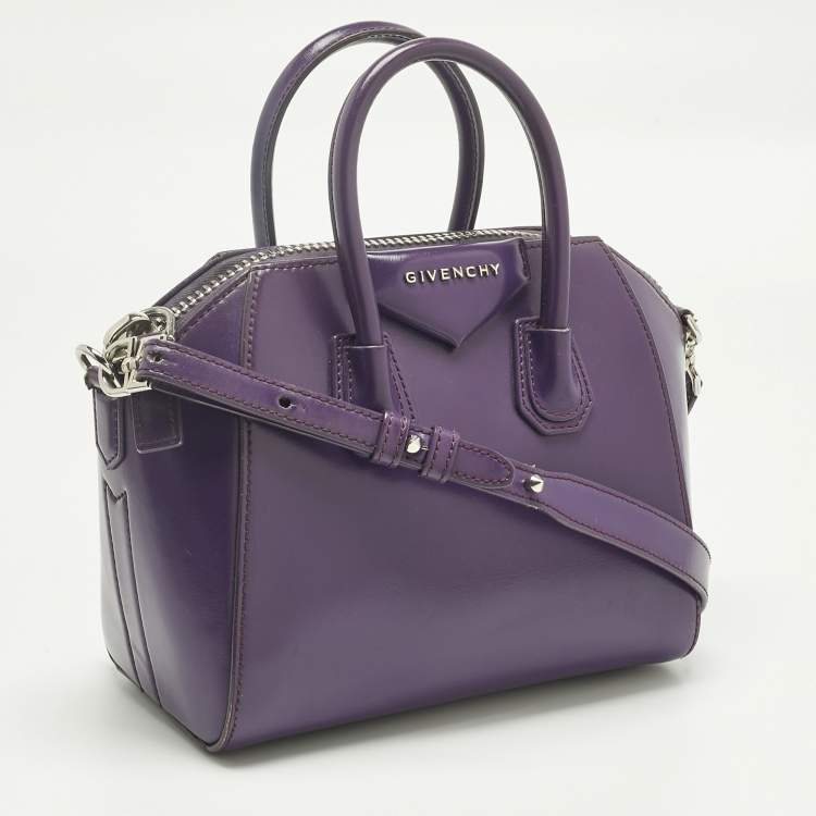 Pre Owned Givenchy Purple Leather Mini Antigona Satchel