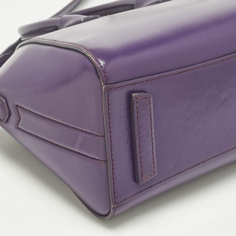 Pre Owned Givenchy Purple Leather Mini Antigona Satchel