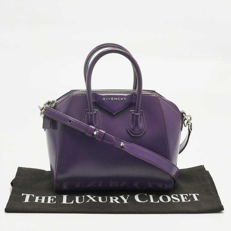 Pre Owned Givenchy Purple Leather Mini Antigona Satchel