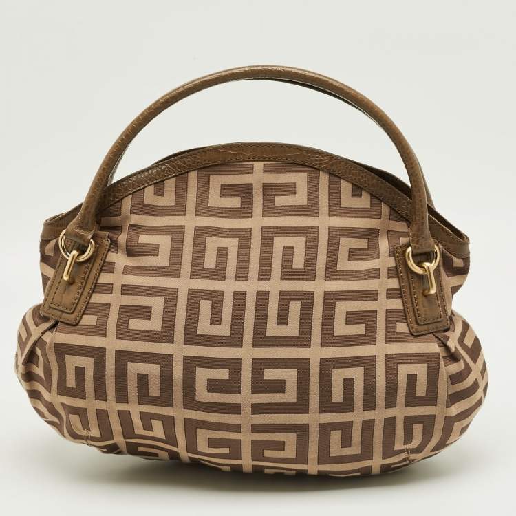 Pre Owned Givenchy Brown Jacquard Canvas and Leather Hobo