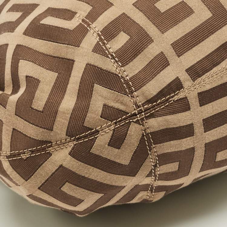 Pre Owned Givenchy Brown Jacquard Canvas and Leather Hobo