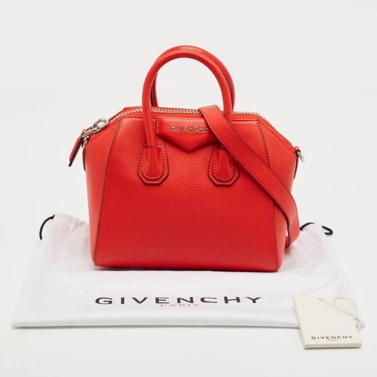Pre Owned Givenchy Red Leather Mini Antigona Satchel