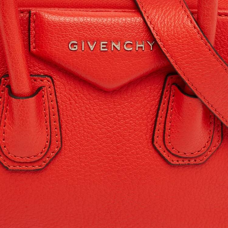 Pre Owned Givenchy Red Leather Mini Antigona Satchel