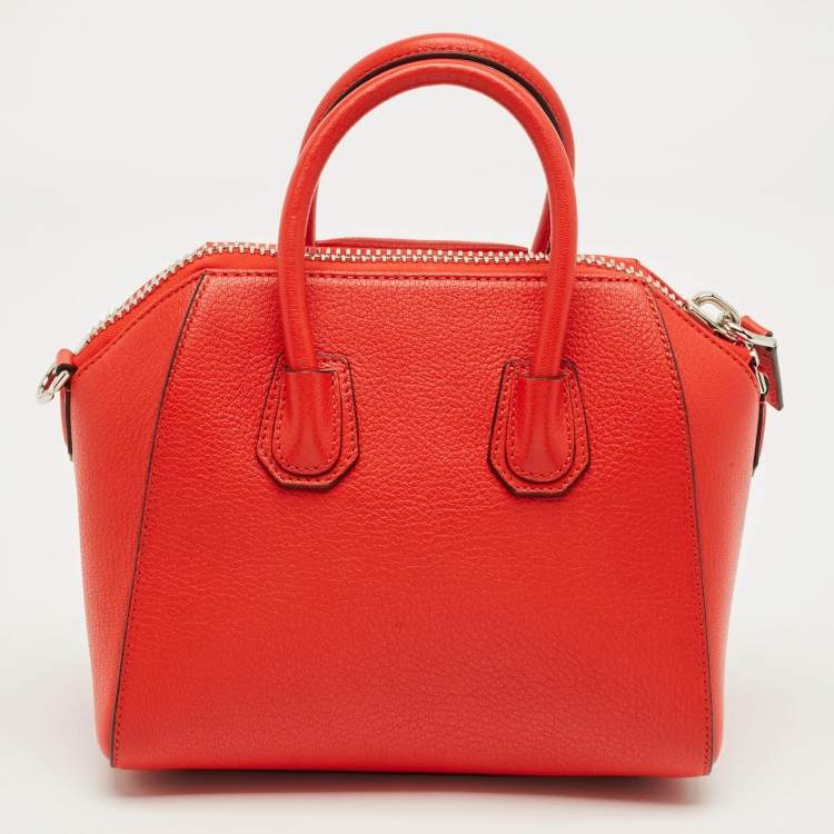 Pre Owned Givenchy Red Leather Mini Antigona Satchel