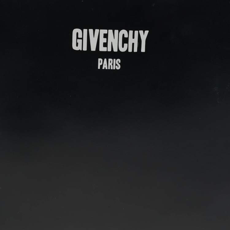 Pre Owned Givenchy Black Leather Logo Print Zipped Pouch