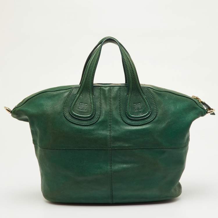 Pre Owned Givenchy Green Leather Medium Nightingale Satchel