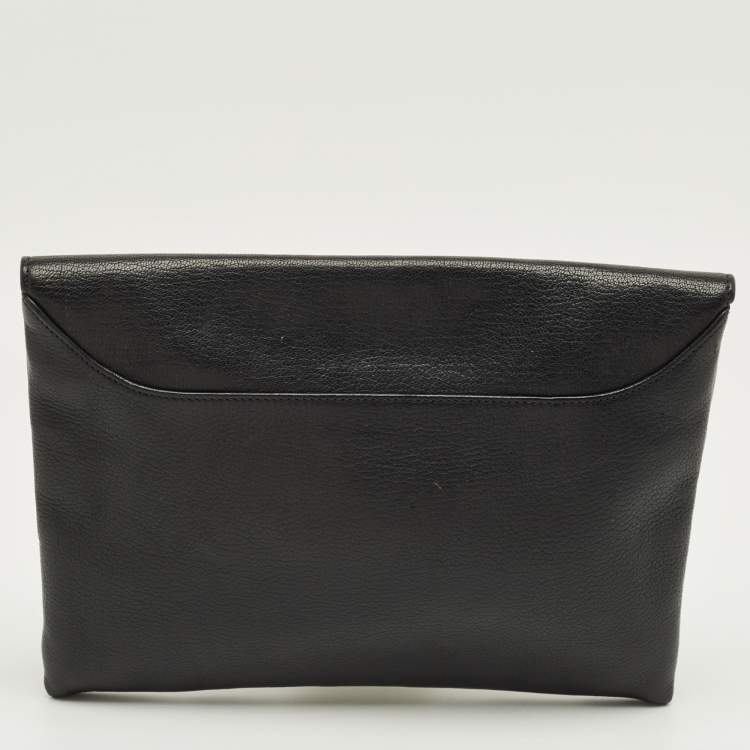 Pre Owned Givenchy Black Leather Antigona Envelope Clutch