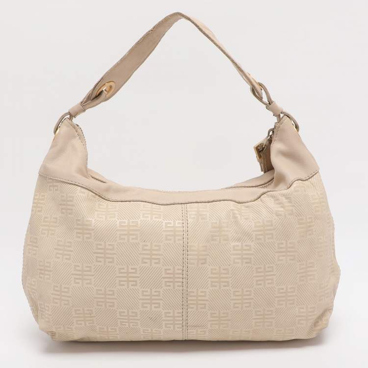 Pre Owned Givenchy Beige Monogram Leather Hobo