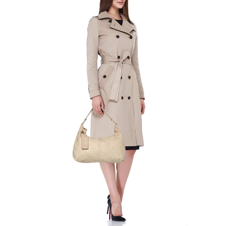 Pre Owned Givenchy Beige Monogram Leather Hobo