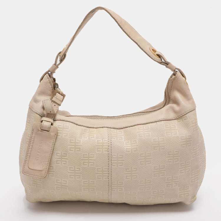 Pre Owned Givenchy Beige Monogram Leather Hobo