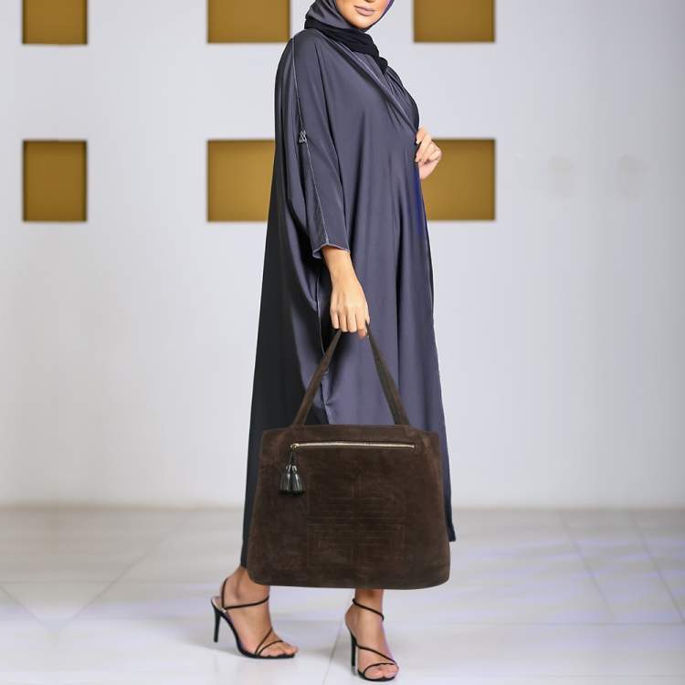 Pre Owned Givenchy Brown/Black Monogram Corduroy and Fabric Reversible Tote