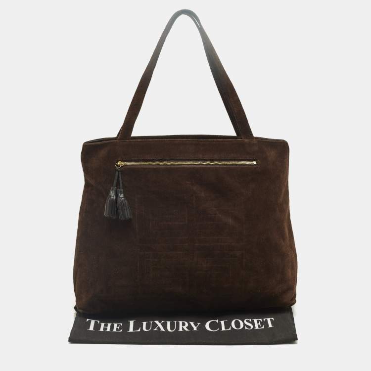 Pre Owned Givenchy Brown/Black Monogram Corduroy and Fabric Reversible Tote