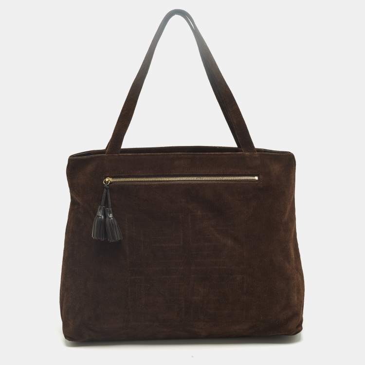 Pre Owned Givenchy Brown/Black Monogram Corduroy and Fabric Reversible Tote