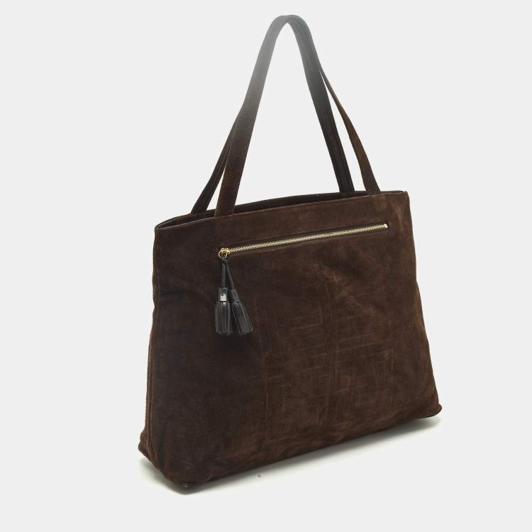 Pre Owned Givenchy Brown/Black Monogram Corduroy and Fabric Reversible Tote