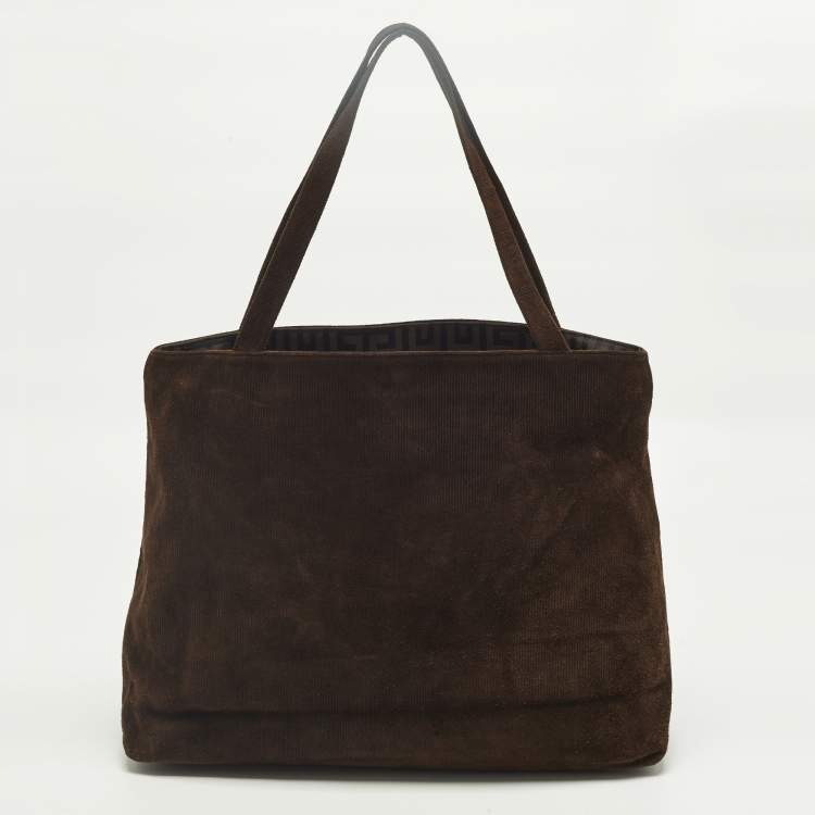 Pre Owned Givenchy Brown/Black Monogram Corduroy and Fabric Reversible Tote