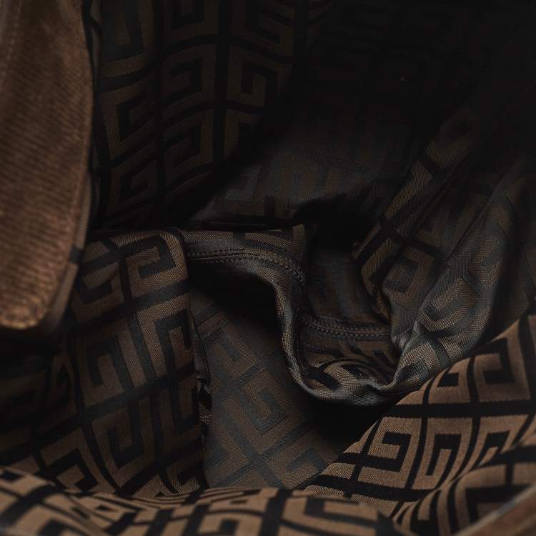 Pre Owned Givenchy Brown/Black Monogram Corduroy and Fabric Reversible Tote