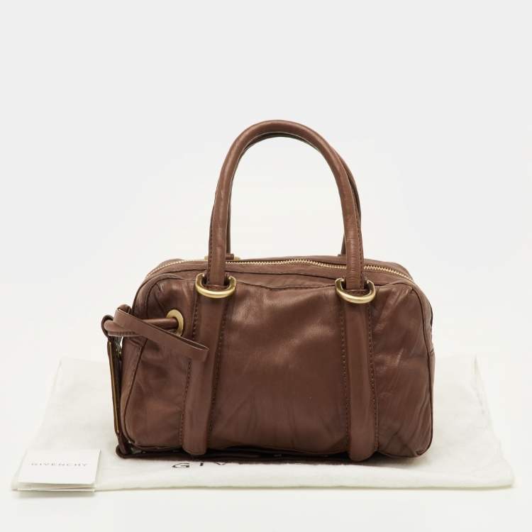 Pre Owned Givenchy Small Brown Leather Lucrezia Zip Boston Bag